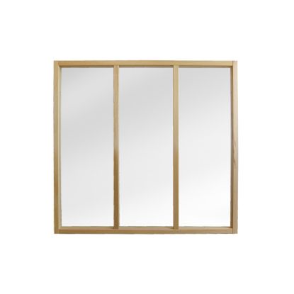 Slika PREGRADA DRVENA SA 3 PANELA STAKLO 104x106cm