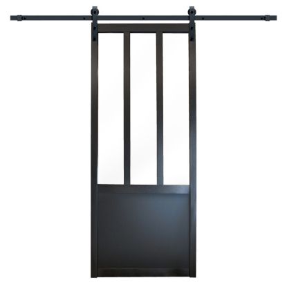 Slika KLIZNA VRATA 83x204cm SA ŠINOM CRNA DEKOR INDUSTRIJSKI