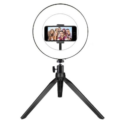 Slika LAMPA LED FOTOGRAFSKA U OBLIKU PRSTENA 20CM SA POSTOLJEM
