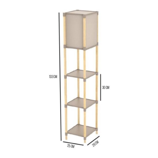 LAMPA PODNA DRVENA SA 3 SLOJA PVC POLICA 133X25X29CM