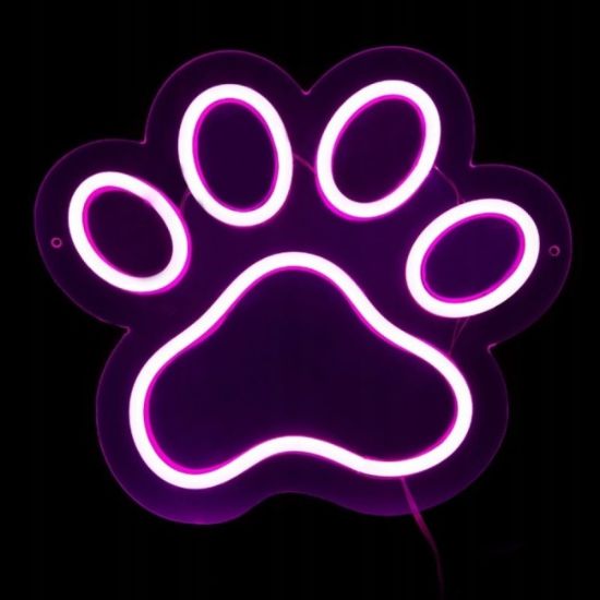 ZNAK NEON  "PAW" 25X25 CM