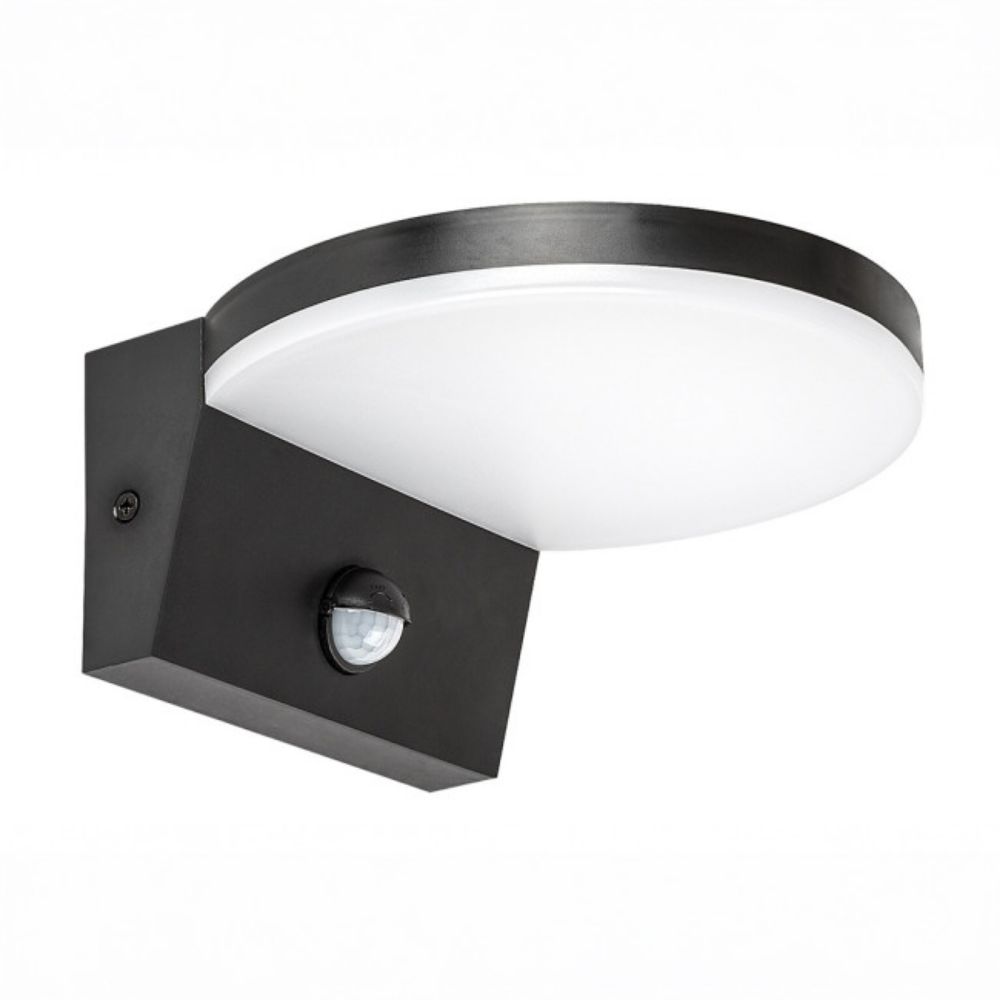 LAMPA ZIDNA LED 9W SA SENZOROM CRNA IP65 1000lm CCT RAB 77119