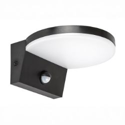 LAMPA ZIDNA LED 9W SA SENZOROM CRNA IP65 1000lm CCT RAB 77119
