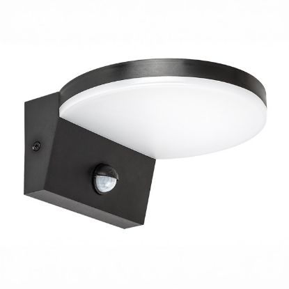 LAMPA ZIDNA LED 9W SA SENZOROM CRNA IP65 1000lm CCT RAB 77119