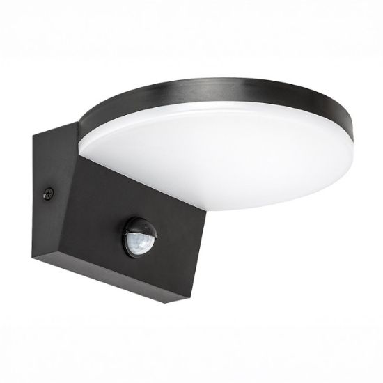 LAMPA ZIDNA LED 9W SA SENZOROM CRNA IP65 1000lm CCT RAB 77119