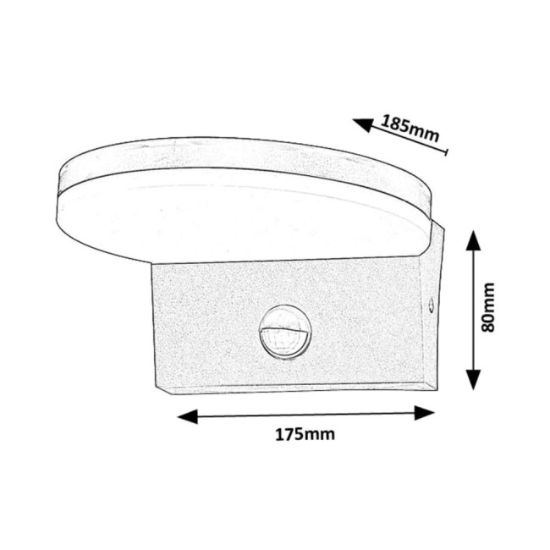 LAMPA ZIDNA LED 9W SA SENZOROM CRNA IP65 1000lm CCT RAB 77119