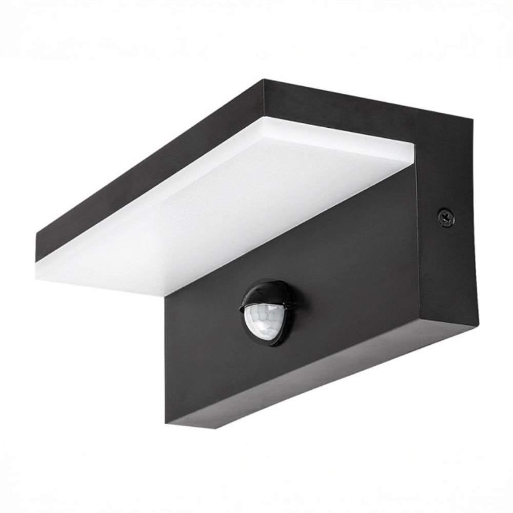 LAMPA ZIDNA LED 9W SA SENZOROM CRNA IP65 1000lm CCT RAB 77115