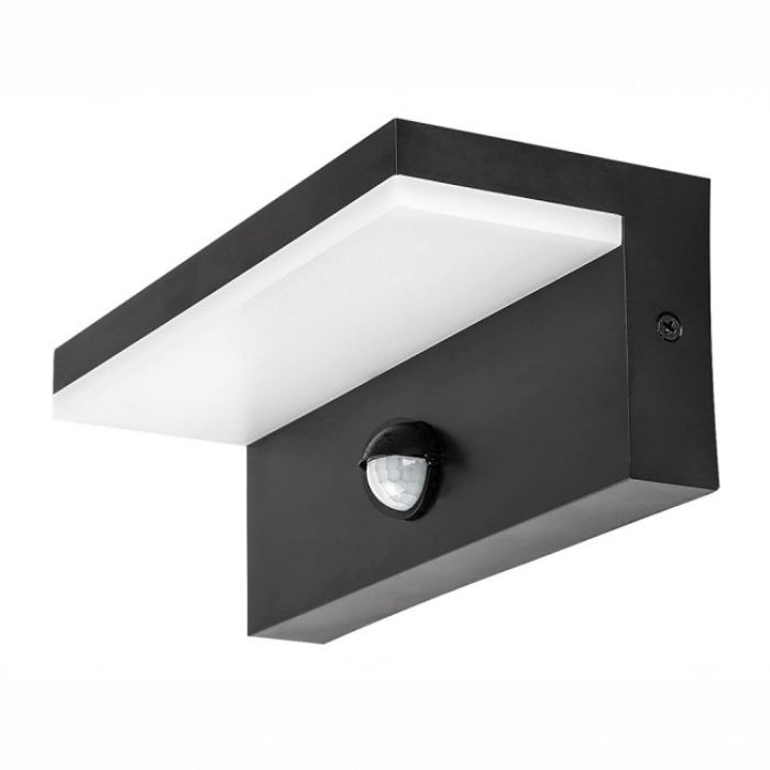 LAMPA ZIDNA LED 9W SA SENZOROM CRNA IP65 1000lm CCT RAB 77115