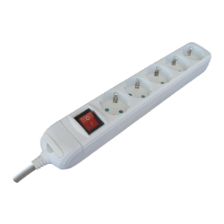 PRODUŽNI KABL + 5 UTIČNICA + PREKIDAC  P 3X1,5mm - 3m