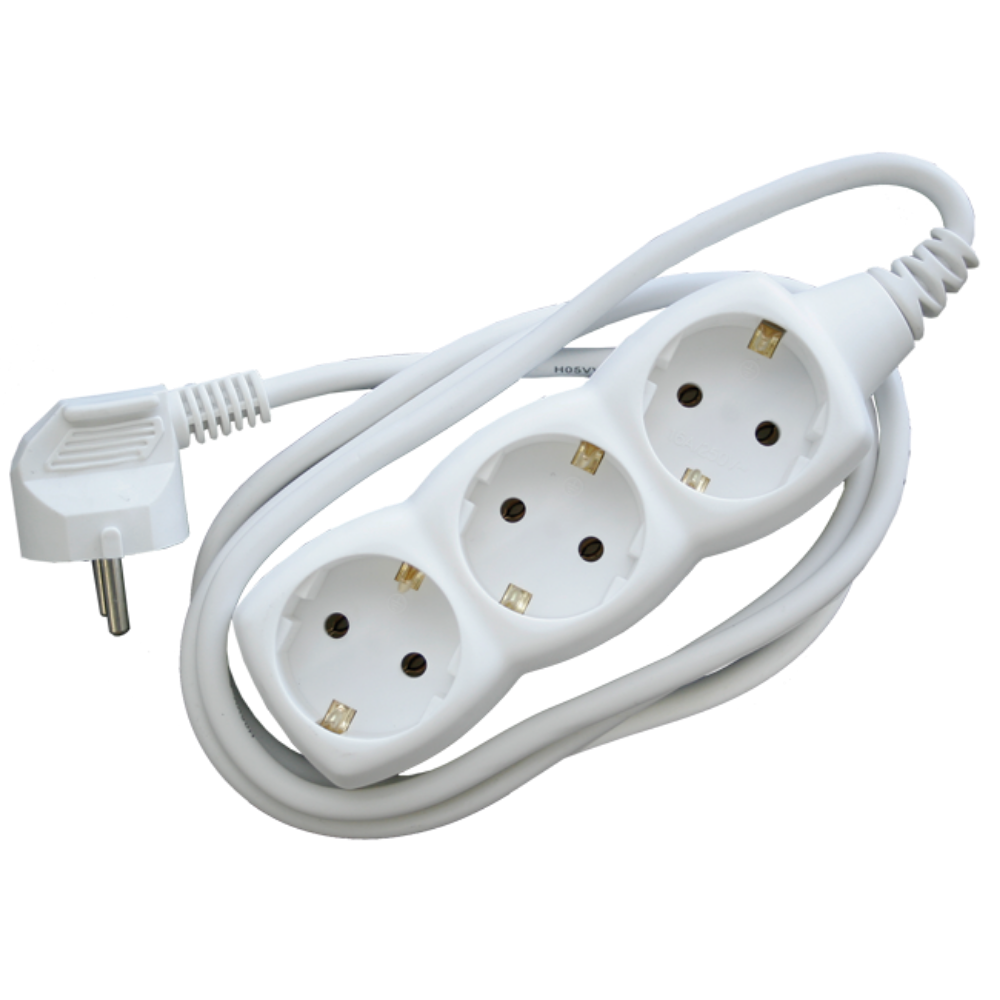 PRODUŽNI KABL + 3 UTIČNICE  3X1,5mm2  - 1,5m  BELI