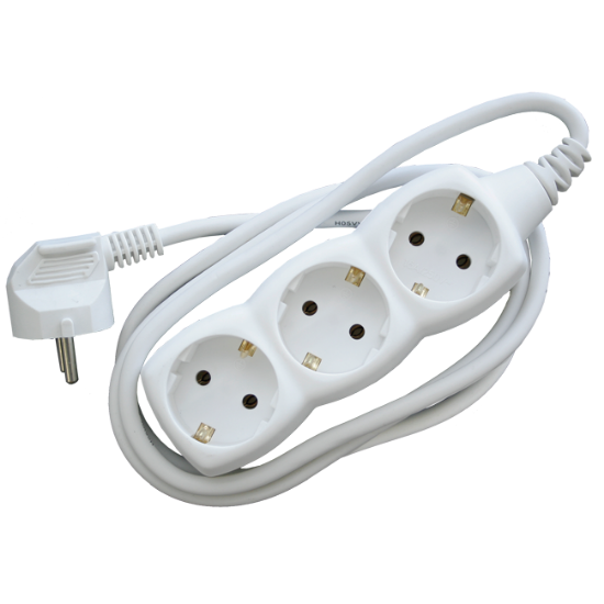 PRODUŽNI KABL + 3 UTIČNICE  3X1,5mm2  - 1,5m  BELI