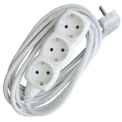 PRODUŽNI KABL + 3 UTIČNICE  3X1,5mm2 - 3m  BELI