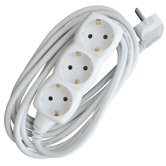 PRODUŽNI KABL + 3 UTIČNICE  3X1,5mm2 - 3m  BELI
