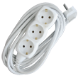 PRODUŽNI KABL + 3 UTIČNICE  3X1,5mm2 - 3m  BELI