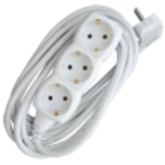 PRODUŽNI KABL + 3 UTIČNICE  3X1,5mm2 - 3m  BELI