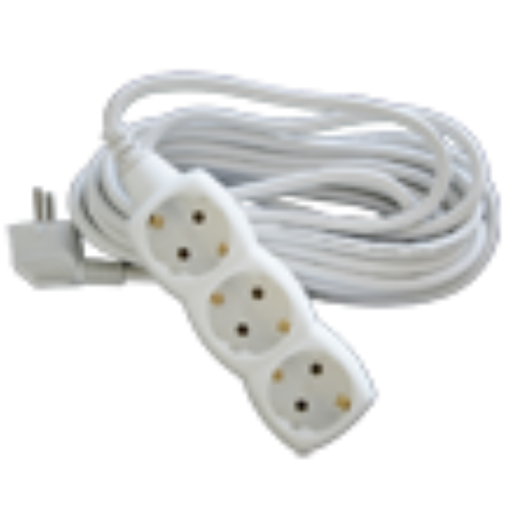 PRODUŽNI KABL + 3 UTIČNICE  3X1,5mm2 - 5m  BELI
