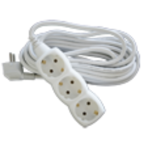 PRODUŽNI KABL + 3 UTIČNICE  3X1,5mm2 - 5m  BELI