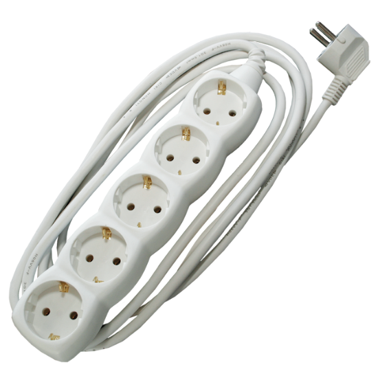 PRODUŽNI KABL + 5 UTIČNICA  3X1,5mm2 - 1,5m  BELI