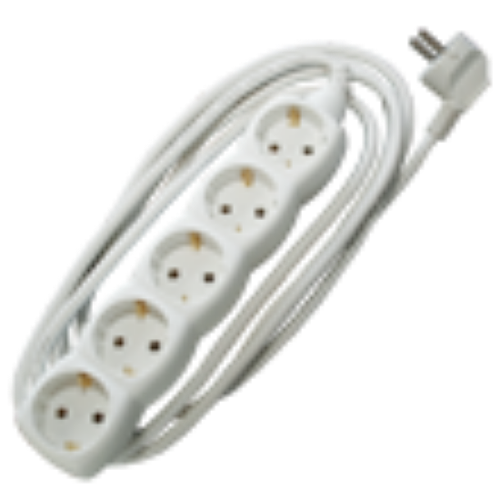 PRODUŽNI KABL + 5 UTIČNICA  3X1,5mm2 - 1,5m  BELI