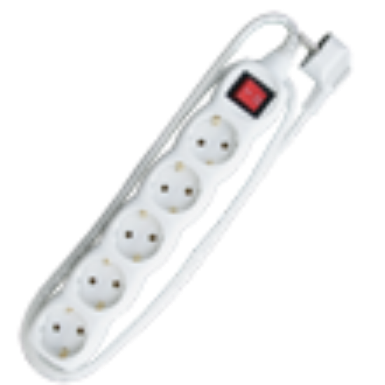 PRODUŽNI KABL + 5 UTIČNICA + PREKIDAČ 3X1,5mm2 -1.5m  BELI