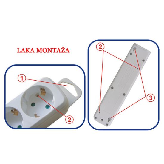 PRODUŽNI KABL + 5 UTIČNICA  - 1.4m