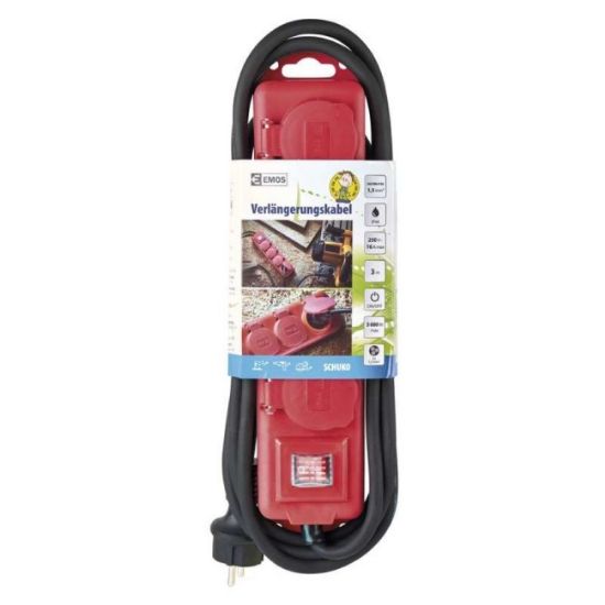 PRODUŽNI KABL + 4 UTIČNICE + PREKIDAČ SA POKLOPCEM - 3m  EMOS