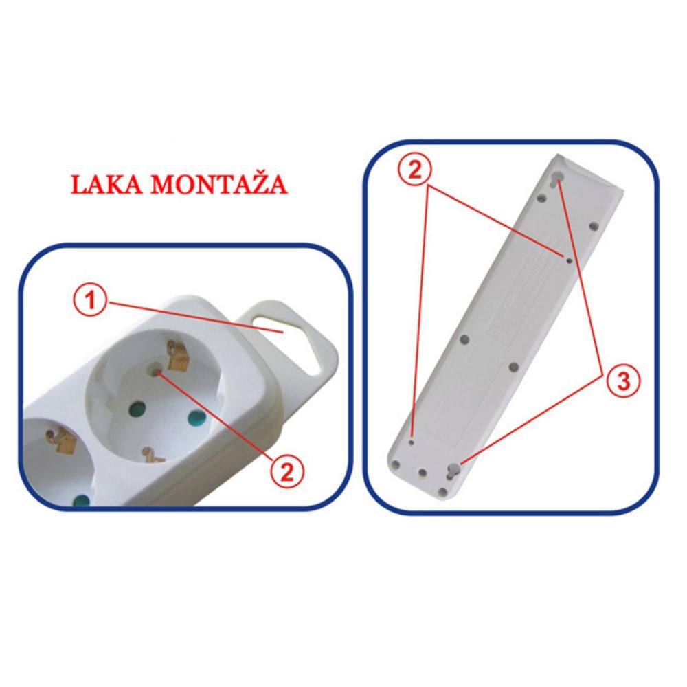 PRODUŽNI KABAL SA 6 UTIČNICA  3x1,50mm2 - 2m