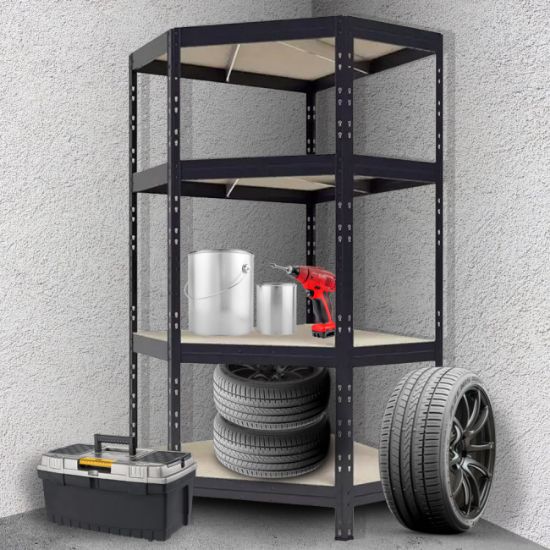 POLICA METALNA UGAONA  ČAURA KAČENJE 4 NIVOA MDF 180x90x90x45