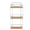 POLICA TROSTRUKA  11,5X26,5X57CM BAMBUS/HROM SREBRNA - 1