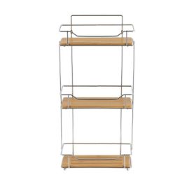 POLICA TROSTRUKA  11,5X26,5X57CM BAMBUS/HROM SREBRNA