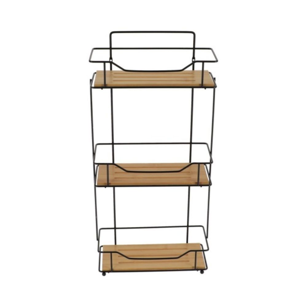 POLICA TROSTRUKA  57X26,5X11,5CM  BAMBUS MAT CRNA
