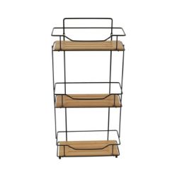 POLICA TROSTRUKA  57X26,5X11,5CM  BAMBUS MAT CRNA