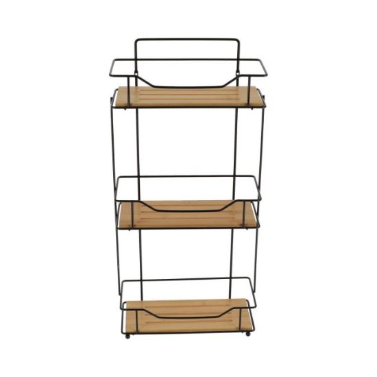 POLICA TROSTRUKA  57X26,5X11,5CM  BAMBUS MAT CRNA