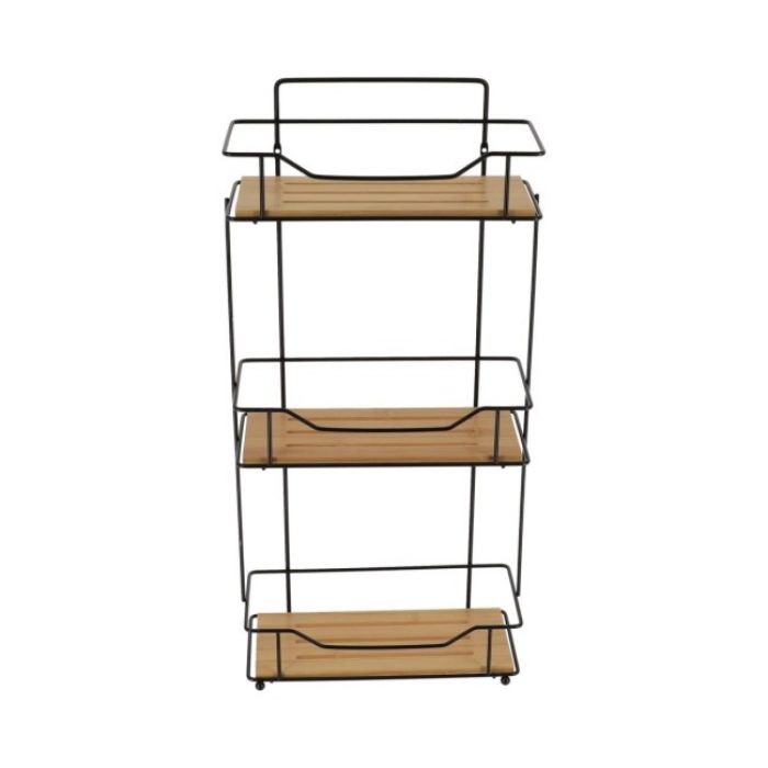 POLICA TROSTRUKA  57X26,5X11,5CM  BAMBUS MAT CRNA
