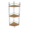 POLICA  UGAONA TROSTRUKA 61,5X27X20 CM MDF/BAMBUS CRNA - 1