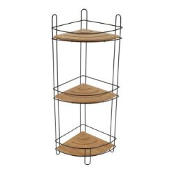 POLICA  UGAONA TROSTRUKA 61,5X27X20 CM MDF/BAMBUS CRNA