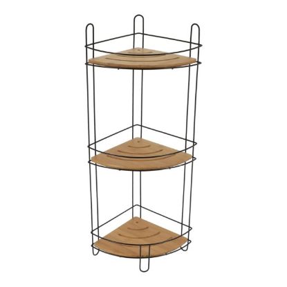 POLICA  UGAONA TROSTRUKA 61,5X27X20 CM MDF/BAMBUS CRNA