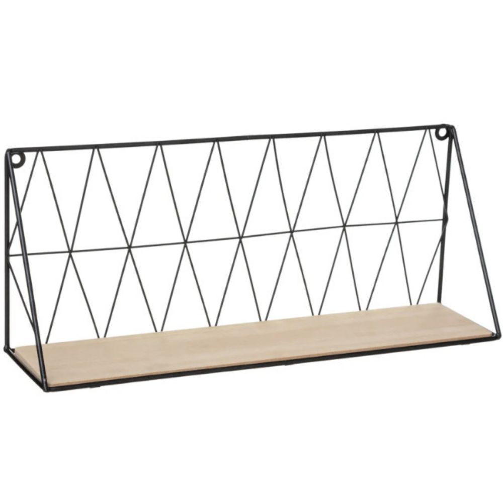 ZIDNA POLICA CRNA 47,9X12,5X20CM METAL/MDF