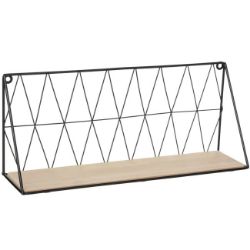 ZIDNA POLICA CRNA 47,9X12,5X20CM METAL/MDF