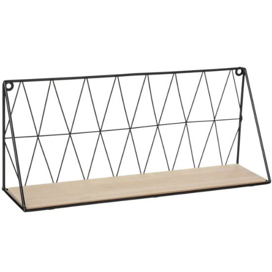 ZIDNA POLICA CRNA 47,9X12,5X20CM METAL/MDF