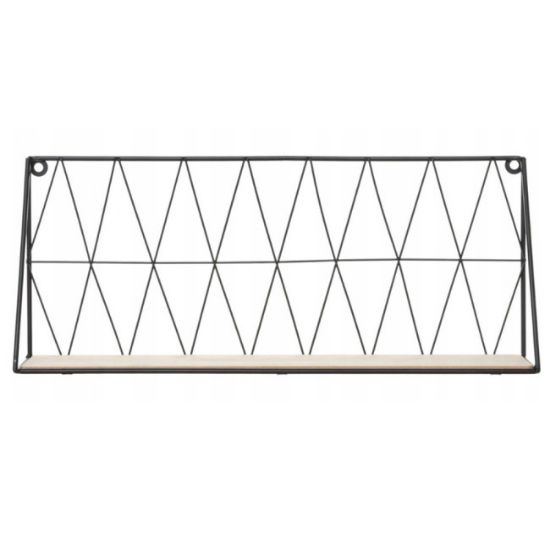 ZIDNA POLICA CRNA 47,9X12,5X20CM METAL/MDF