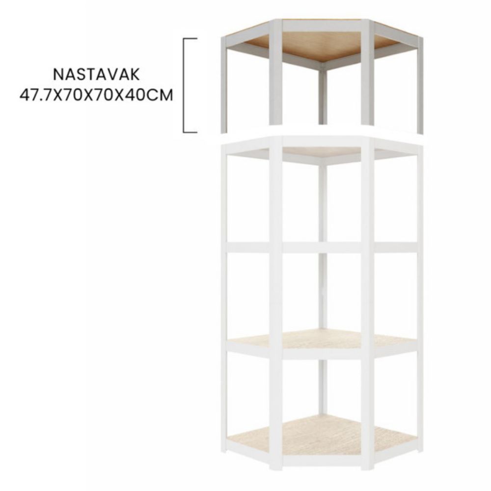 POLICA STYLE UGAONA NASTAVAK 47.7x70x70x40 1x70Kg BELA