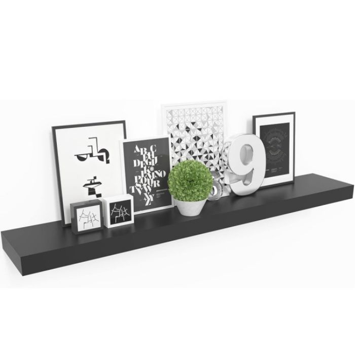 POLICA ZIDNA 80X23,5X3,8CM MDF/DRVO CRNA