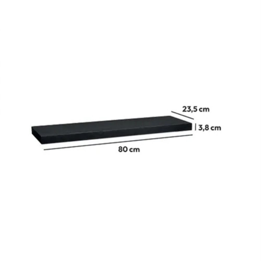POLICA ZIDNA 80X23,5X3,8CM MDF/DRVO CRNA