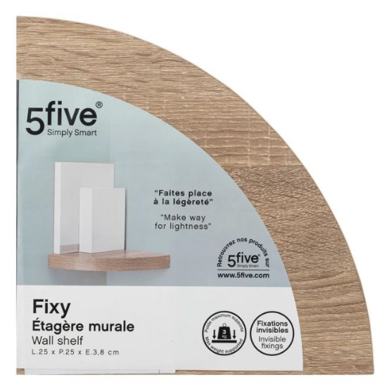 ZIDNA UGAONA POLICA FIXY 25X25X3,8CM MDF NATUR