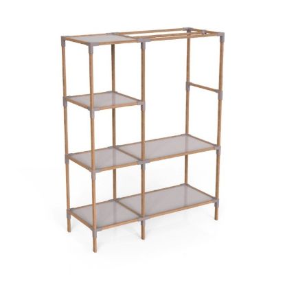 Slika GARDEROBER DRVENI SA PVC POLICAMA 155X47X111 CM