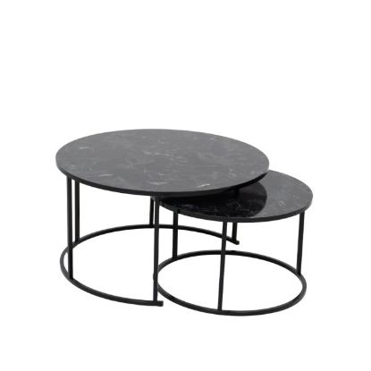 STO KLUBSKI SET CRNI MERMER 80X80X50+60X60X45CM