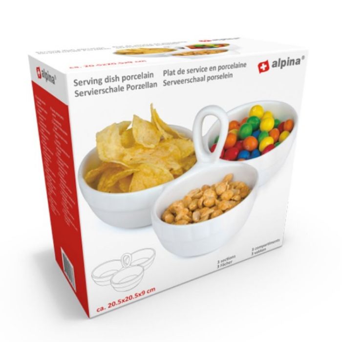 SET ZA SERVIRANJE 3 SEGMENTA 20,5X20,5X9CM