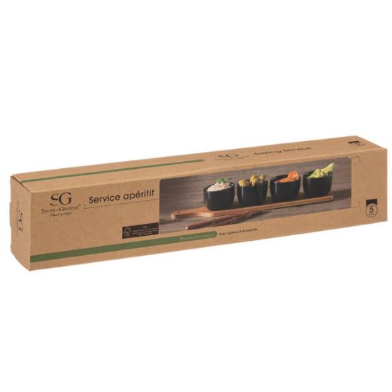 SET CINIJA ZA POSLUZENJE SA BAMBUS POSTOLJEM L41 X4
