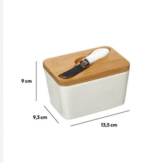 KERAMICKA POSUDA SA NOZEM PORCELAN/BAMBUS